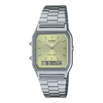 CASIO AQ-230A-9A relógio unissexo analógico-digital, 38,8 mm tom dourado aço inoxidável