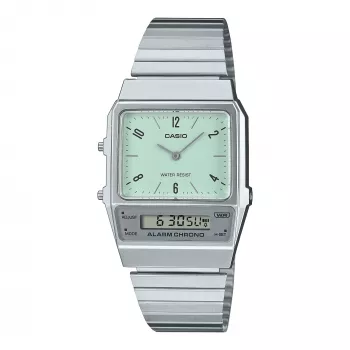 Relógio digital-analógico CASIO AQ-800E-3AEF unissexo 32mm mostrador verde aço inoxidável prateado