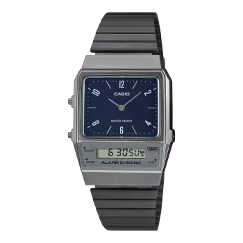 Relógio analógico-digital unissexo CASIO AQ-800EB-2AEF, 32mm, mostrador azul, bracelete de malha prateado
