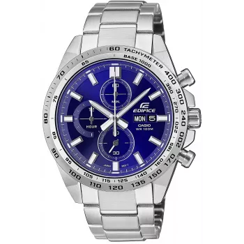 CASIO Edifice EFR-574D-2AVUEF relógio de homem analógico de quartzo, 42,3 mm, mostrador azul, bracelete de aço inoxidável