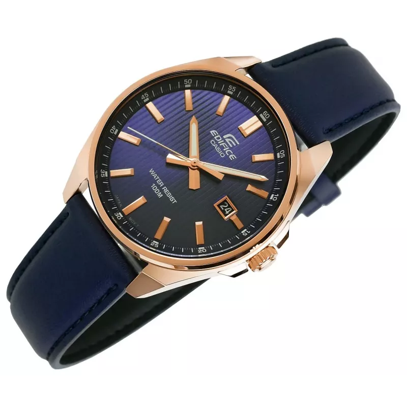 Casio Edifice EFV-150CL-2AVUEF relógio de homem com mostrador azul e bracelete de pele castanha