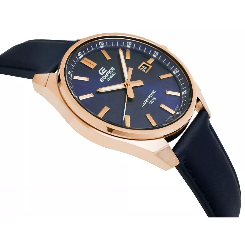 Casio Edifice EFV-150CL-2AVUEF relógio de homem com mostrador azul e bracelete de pele castanha