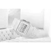 Relógio digital Casio F-91WS-7DF – caixa de resina branca transparente, unissexo, quartzo, retroiluminação LED, resistente à água até 3 ATM