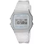 Relógio digital Casio F-91WS-7DF – caixa de resina branca transparente, unissexo, quartzo, retroiluminação LED, resistente à água até 3 ATM