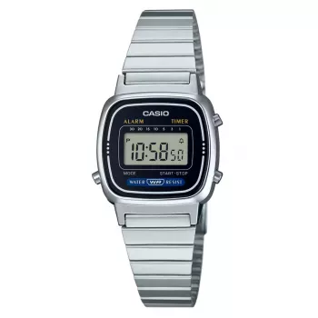 Relógio digital de mulher CASIO LA-670WD-1DF prateado aço inoxidável 24 mm