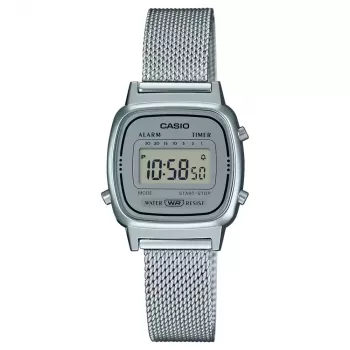Relógio digital de mulher CASIO LA670WEM-7DF em tom prateado 30,3 mm