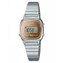 Relógio digital de mulher CASIO LA670WES-4AEF - mostrador rosa-ouro, caixa e bracelete prateadas, 24 mm