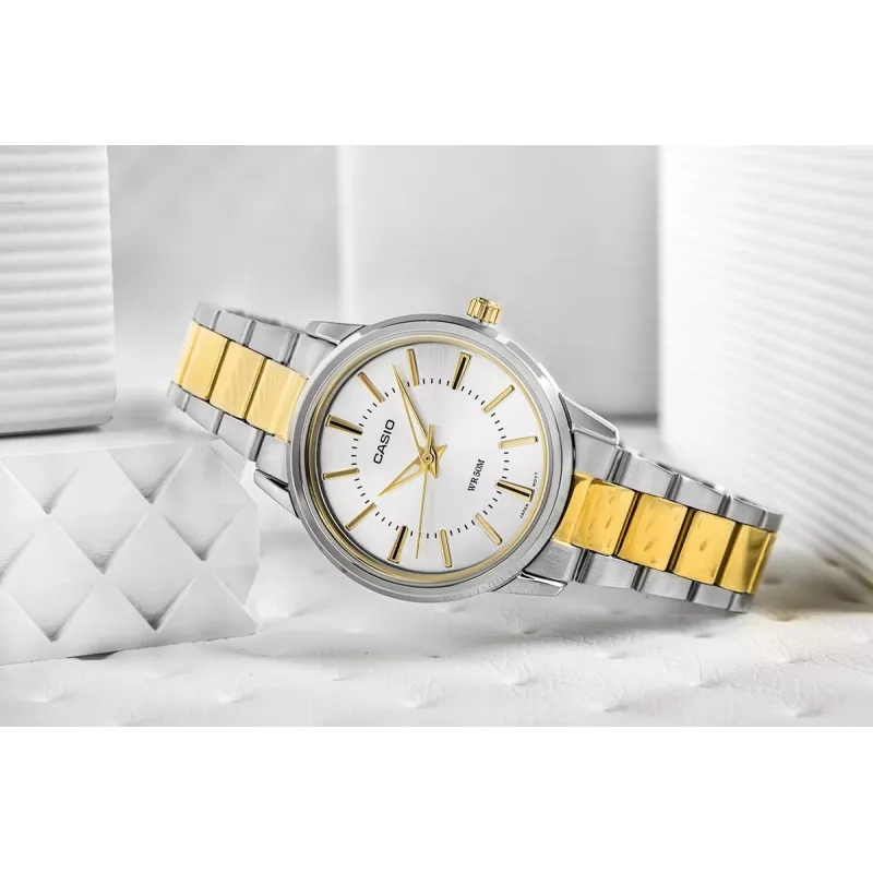 CASIO LTP-1303SG-7AVDF relógio de senhora analógico de quartzo com bracelete de aço inoxidável e indicação da data