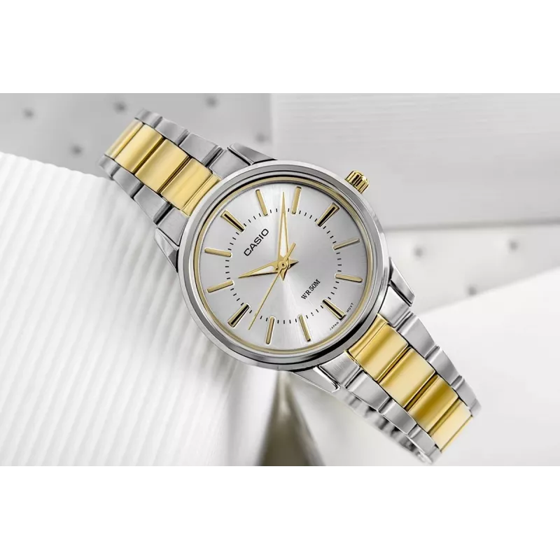 CASIO LTP-1303SG-7AVDF relógio de senhora analógico de quartzo com bracelete de aço inoxidável e indicação da data