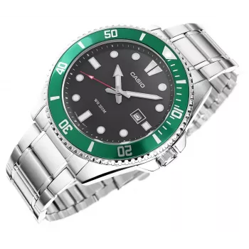 Casio MDV-107D-3AVEF relógio de quartzo analógico para homem com mostrador verde e bracelete de aço inoxidável, 200m de resistência à água