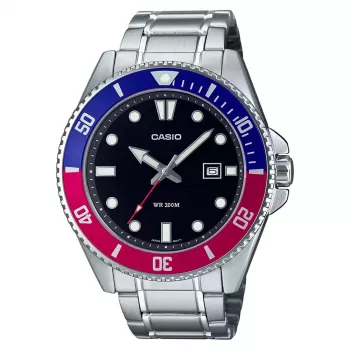 CASIO MDV107D1A3VDF relógio de mergulho para homem 42mm aço inoxidável mostrador preto