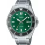 CASIO MDV107D3A2VDF Relógio de quartzo analógico de homem, 42 mm aço inoxidável, mostrador verde, 200 m de resistência à água