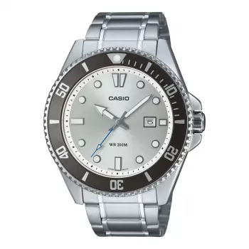 CASIO MDV107D7AVDF Relógio de mergulho para homem 44,2 mm aço inoxidável mostrador branco