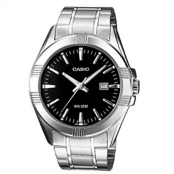 CASIO relógio analógico para homem MTP-1308D-1A bracelete de aço inoxidável 43,8mm mostrador preto