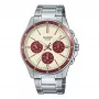 Relógio Casio para homem MTP1374D5A2VD analógico aço inoxidável com mostrador castanho e indicação de data/dia da semana