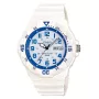CASIO MRW-200HC-7B2 relógio de pulso analógico de quartzo unissexo com bracelete de resina preta, mostrador branco, caixa de 44,6 mm