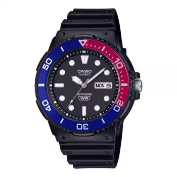 CASIO MRW-230H-1E2 relógio analógico de quartzo para homem com bracelete de resina, caixa de 47,9mm, mostrador preto, resistência à água 100m