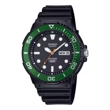 CASIO MRW-230H-1E3 relógio analógico de quartzo para homem com mostrador preto e bracelete de resina preta, caixa de 47,9mm