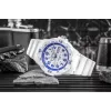 Relógio de homem CASIO MRW200HC7B2VD quartzo analógico com indicação de data e dia da semana, 100 m de resistência à água, bracelete de resina, mostrador branco, luneta azul/vermelha