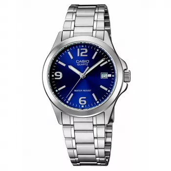 Relógio de quartzo analógico de homem CASIO MTP-1215A-2A Mostrador azul Aço inoxidável 43,3 mm