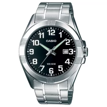 Relógio de quartzo analógico de homem CASIO MTP-1308D-1B aço inoxidável 43,5 mm mostrador preto indicação de data