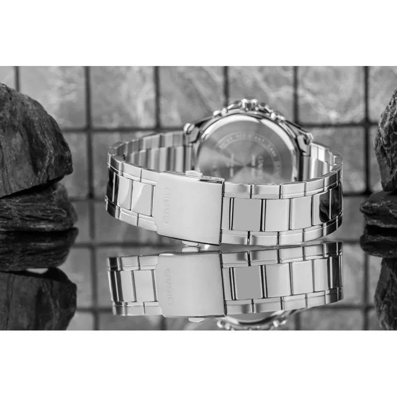 Casio MTP-1374D-1AV Relógio de quartzo analógico de homem Aço inoxidável 43,5 mm