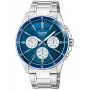 Casio MTP-1374D-2A3 relógio de homem analógico de quartzo com bracelete de aço inoxidável, mostrador azul, indicação de dia e data, 50m resistência à água