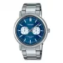 CASIO MTP-E335D-2E1VD relógio de homem analógico de quartzo, mostrador azul, bracelete de aço inoxidável, 47,6mm
