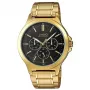 Relógio de homem CASIO MTP-V300G-1AUDF analógico de quartzo, 47mm caixa de aço inoxidável com revestimento iónico dourado, mostrador preto, indicação de data e dia da semana