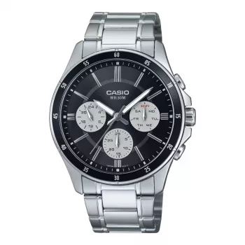 CASIO MTP1374D1A3VD relógio de homem analógico de quartzo com indicação de dia e data, bracelete de aço inoxidável, 47mm caixa
