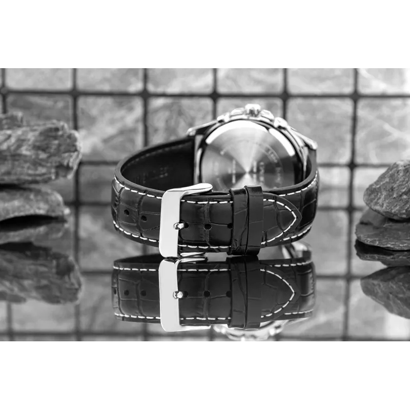 Relógio de quartzo analógico de homem CASIO MTP1375L1AVDF com bracelete de pele, mostrador preto, 42 mm