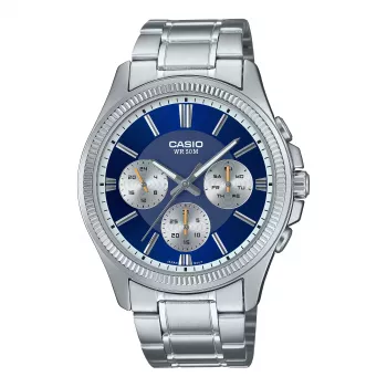 Relógio de quartzo analógico de homem CASIO MTP1375PD2A1V 43,8 mm aço inoxidável mostrador azul
