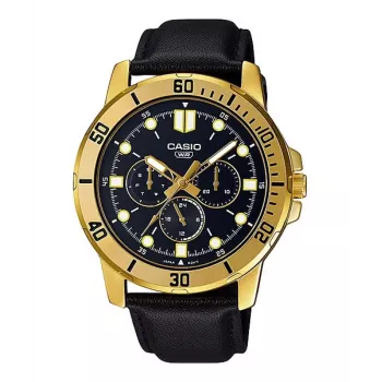 Relógio de quartzo analógico de homem CASIO MTPVD300GL1EU 45mm aço inoxidável tom dourado pele preta