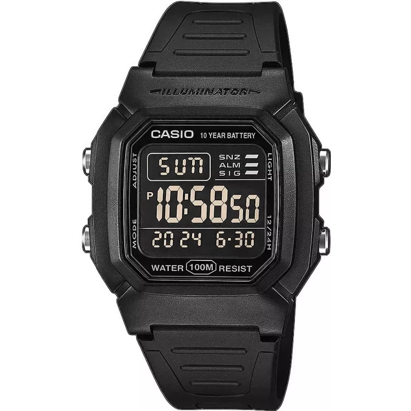 Casio W-800H-1BVES Relógio Digital de Homem - 100m à prova de água, Movimento de Quartzo