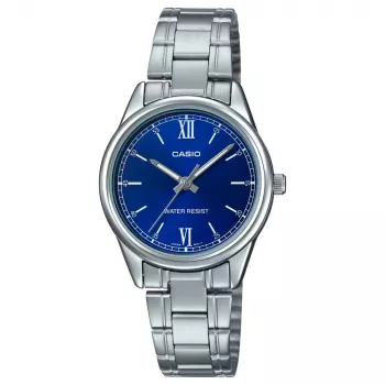 Relógio de quartzo analógico de mulher CASIO LTP-V005D-2B2 34 mm Aço inoxidável Mostrador azul