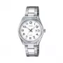 CASIO Relógio de quartzo analógico para mulher LTP1302PD7BVE, caixa de aço inoxidável 34,5mm, mostrador prateado, indicação de data