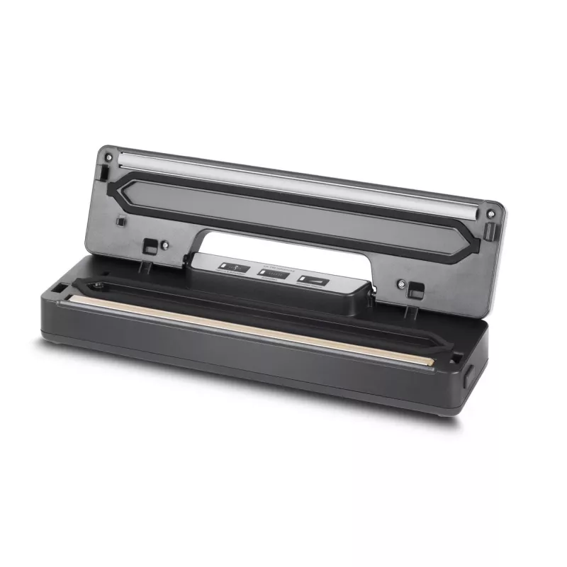 CASO VR 190 Advanced Máquina de vácuo de barra – 100 W, controlo de temperatura, costura dupla, preto