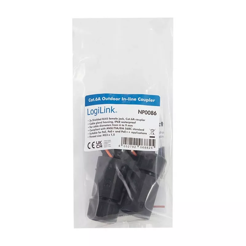 CAT6a Acoplamento Exterior IP68 RJ45 Conector Fêmea a Fêmea Conector Ethernet Blindado