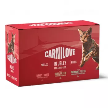 CAV CARNILOVE Alimento para gatos em saco gelatina multipack 12x85g Alimento húmido, sem cereais, para gatos adultos, variedades mistas