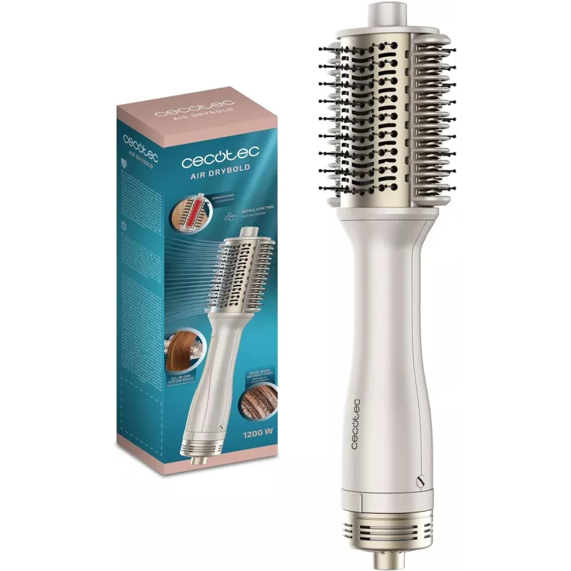 Escova de ar Cecotec com placas de aquecimento Air DryBold sistema de aquecimento cerâmico cuidado iónico 1200 W dourado/branco