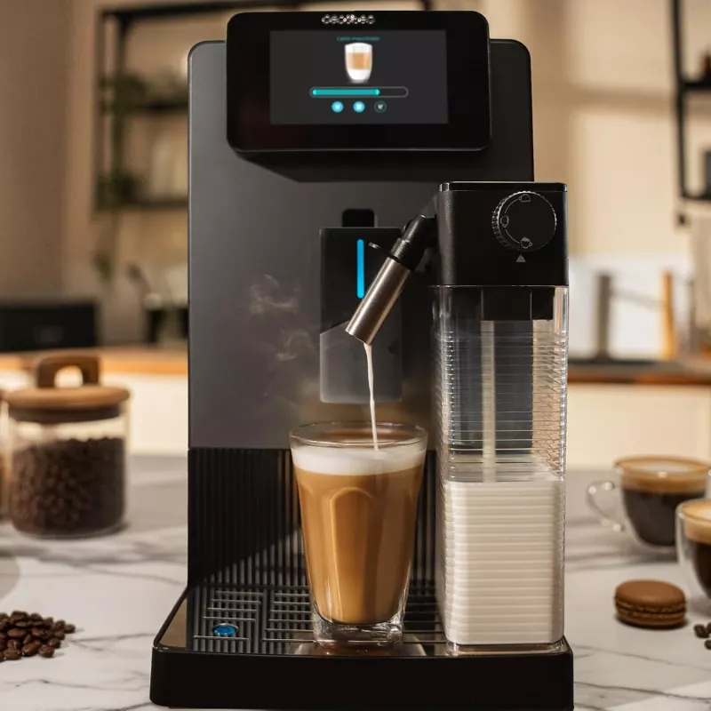 Cecotec Máquina de café Cremmaet Latte Jar 19 bar Automática com espumador de leite integrado Preto/Prata 1500 W