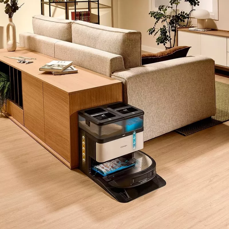 Aspirador robô Cecotec Conga Z100, aspiração a seco e a húmido, 20000 Pa, 320 min de autonomia, 5200 mAh, depósito de pó 3 L, preto