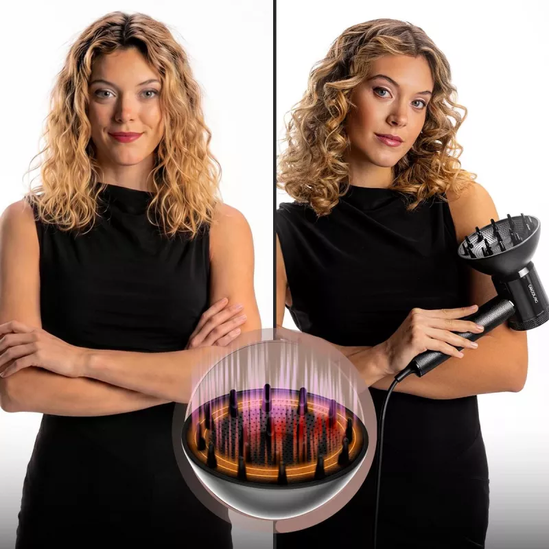 Secador de cabelo Cecotec DryGlam Waves i-Sensor Pro 1600 W preto com acessório difusor