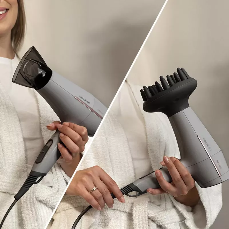 Cecotec IoniCare Power&Go Heaven 2000 W Secador de Cabelo Iónico com Difusor, Cinzento