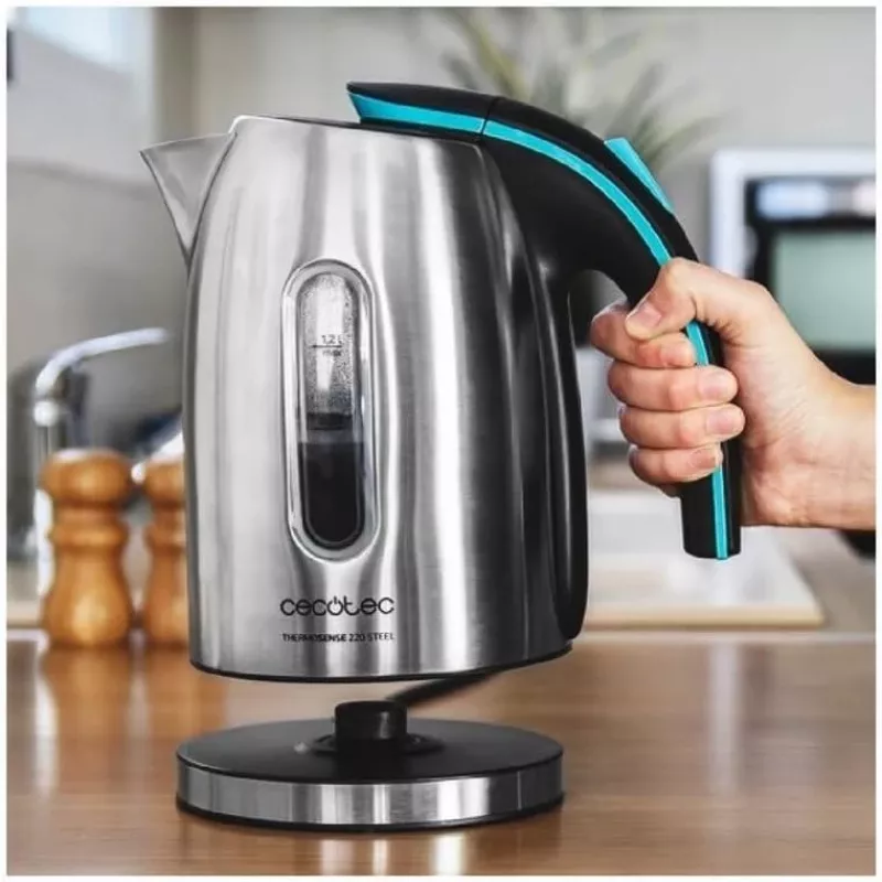 Cecotec Chaleira elétrica ThermoSense 220 Steel 1630 W 1,2 L Aço inoxidável Base rotativa 360°