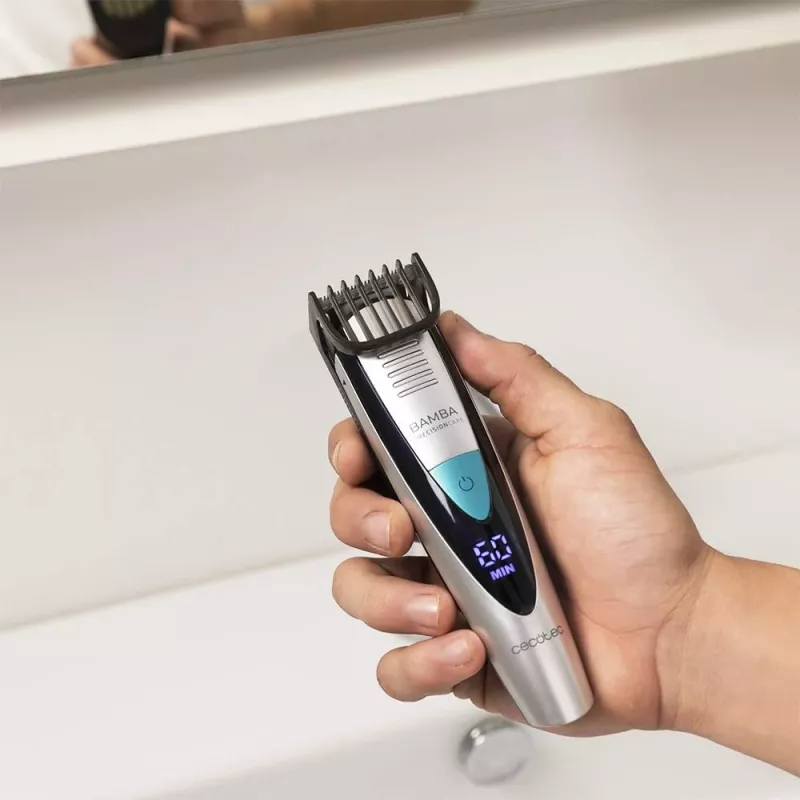 Cecotec PrecisionCare Pro Aparador sem fios 5 em 1 para uso húmido e seco, 13 níveis de comprimento, preto/prateado