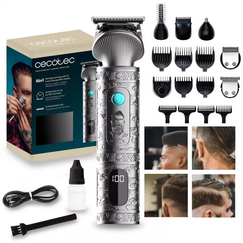 Cecotec PrecisionCare Samurai Máquina de Cortar Cabelo e Barba, Preto