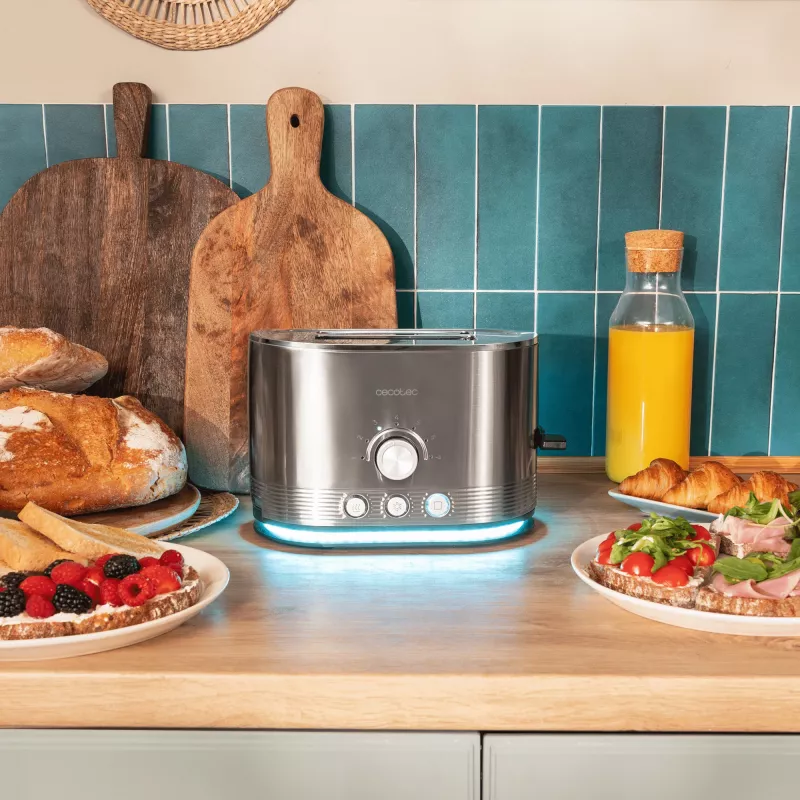 CECOTEC Torradeira Shine&Toast Double (aço inoxidável, 850 W, 2 fatias)