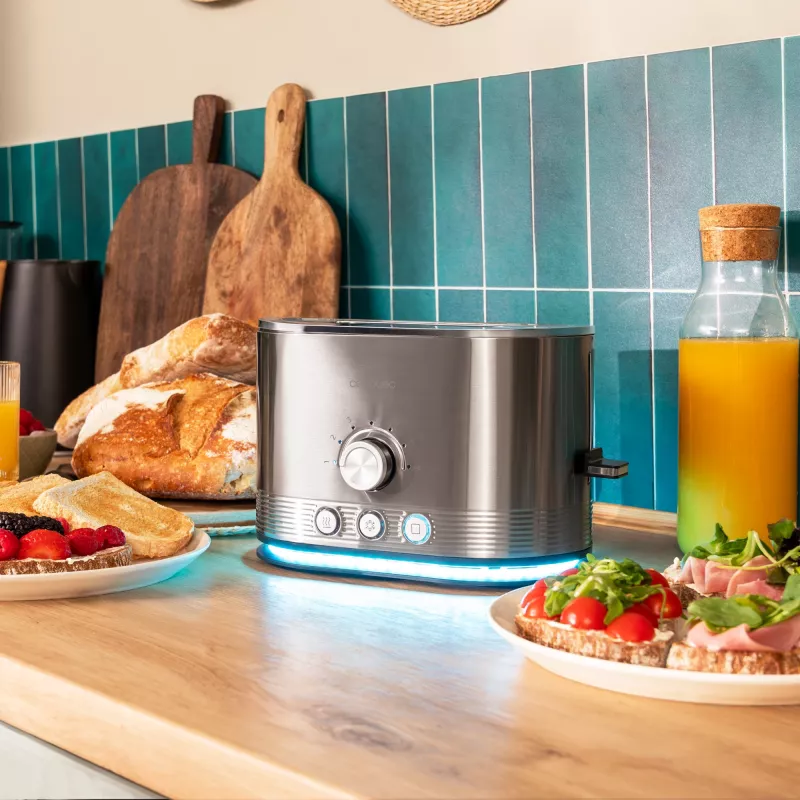 CECOTEC Torradeira Shine&Toast Double (aço inoxidável, 850 W, 2 fatias)