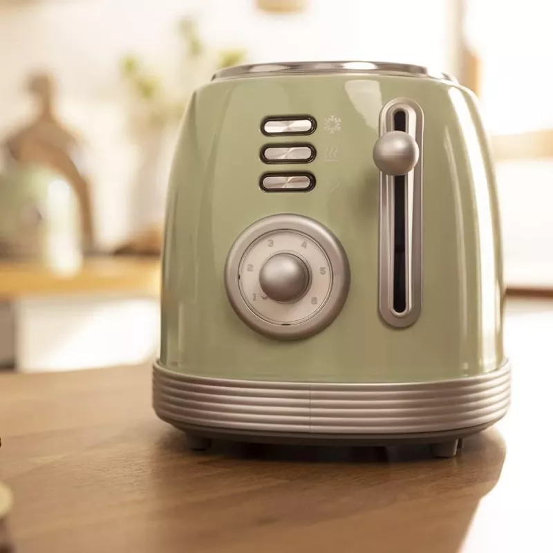 Cecotec Torradeira Toast&Taste 800 Vintage 850 W 2 ranhuras Aço inoxidável Verde-claro